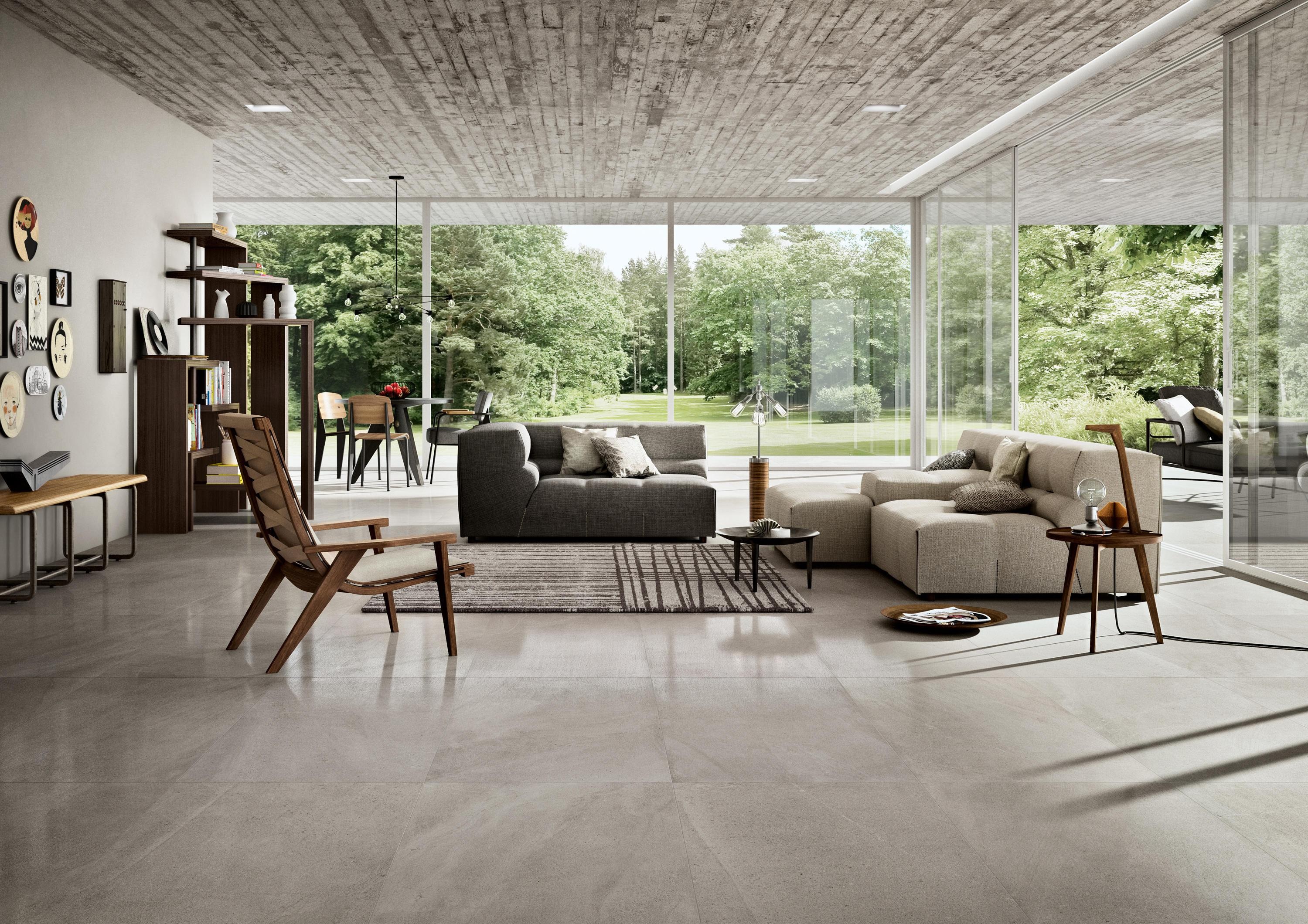 Cotto d'Este Limestone – włoskie płytki ceramiczne do salonu imitujące naturalny wapień